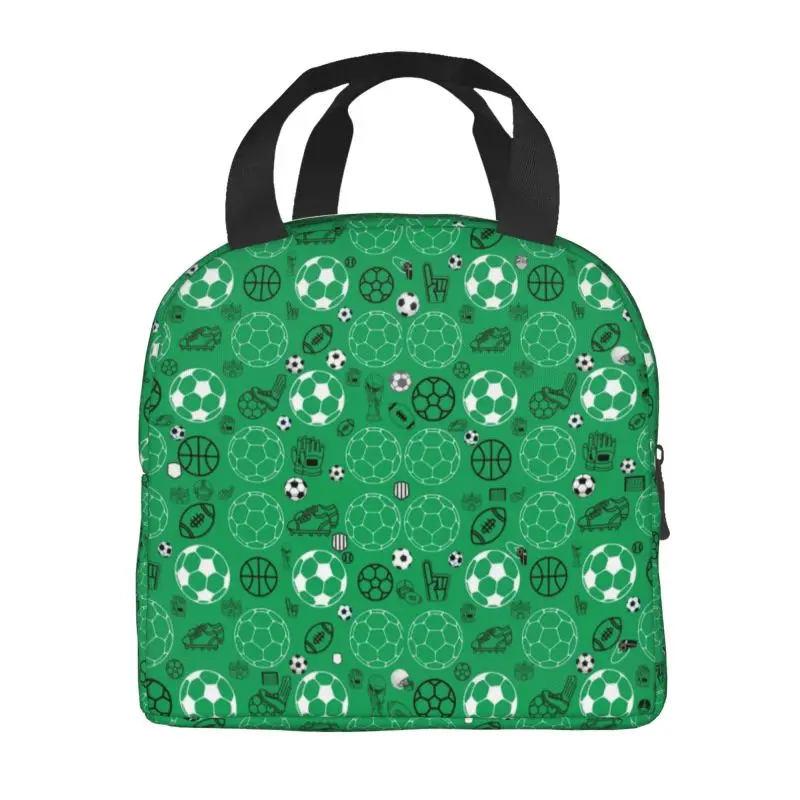 Football Soccer Insulated Lunch Bags for Outdoor Picnic Resuable Cooler Thermal Bento Box Women Kids