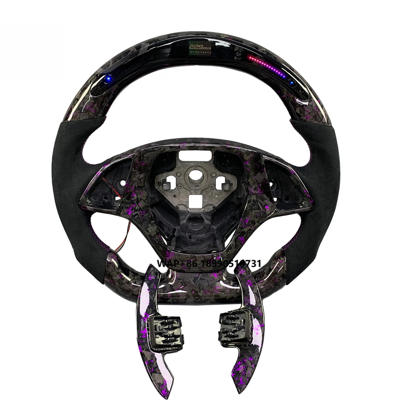 

Upgrade Interior Accessories Forged Real Carbon Fiber Car Steering Wheel for Chevrolet Corvette C7 2014-2018 LED Purple Leather