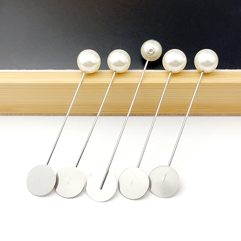 20/100Pcs Silber Farbe Perle Edelstahl Lange Pin DIY Machen Handgemachte Blume Brosche Für Frauen Schmuck Zubehör Erkenntnisse großhandel – Detail 5