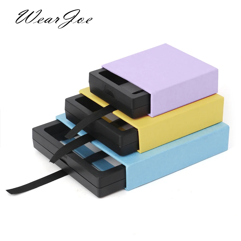 Ring Earring Bracelet Jewellery Display Storage Box Black PE Film Gift Jewelry Packaging Case Cardboard Sliding Drawer Organizer