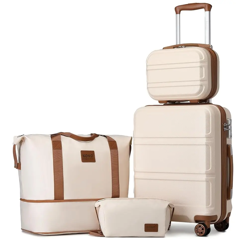 Kono 4-delige Kofferset, 55 Cm Handbagage Beautycase Cosmetica Koffer Reistas Reistas Toilettas