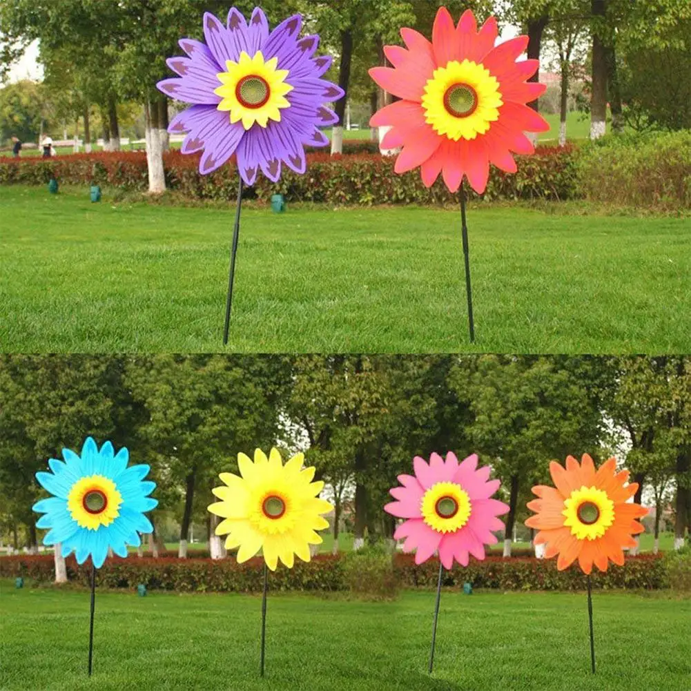 Sunflower Windmill Large Wind Sculptures Color Wind Spinner Party Garden Decoration Ornaments Outdoor Camping Picnic Windmill