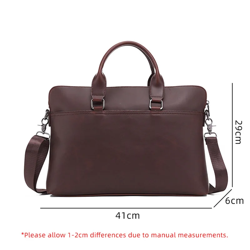 Briefcases Handbag Man's Portable Computer Bag PU Leather Laptop Business Commuting Zipper Crossbody Retro Shoulder Bags Y141A