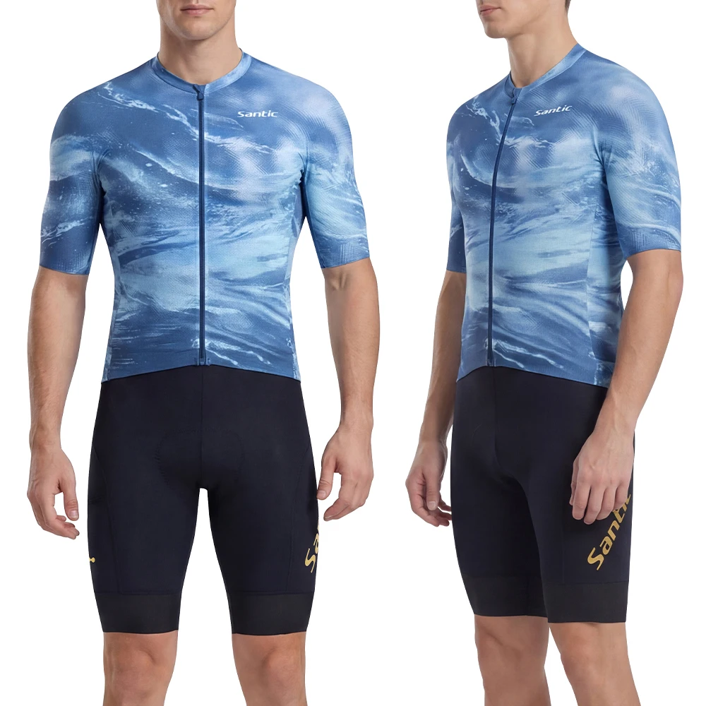 

Santic Cycling Jersey Short Sleeve Breathable MTB Road Bike Shirts UV Protection 3 Pockets Summer Bicycle Wear TZ26C02256