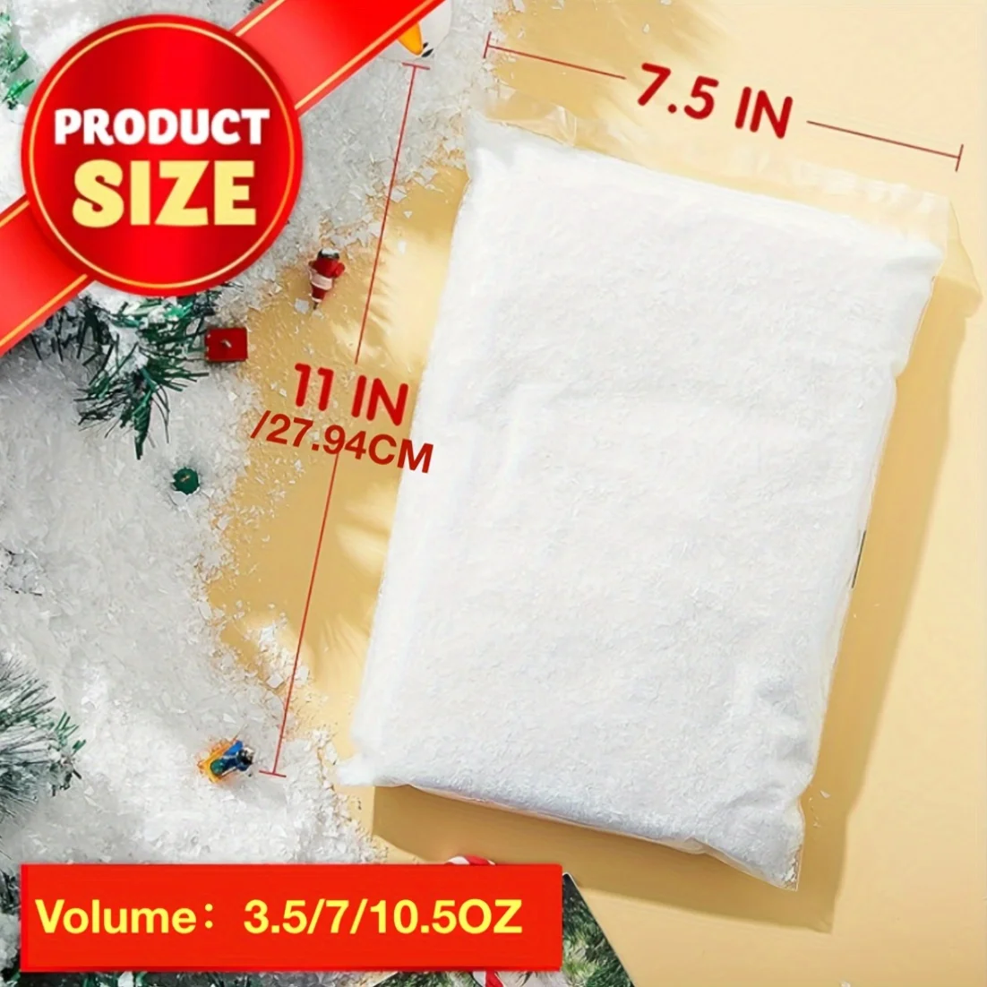 عبوة 100-300 جرام من رقائق الثلج الاصطناعية ذات البهجة الثلجية - ديكور ثلج بلاستيكي لشجرة عيد الميلاد والعطلات وأحتفالات رأس السنة الجديدة #6