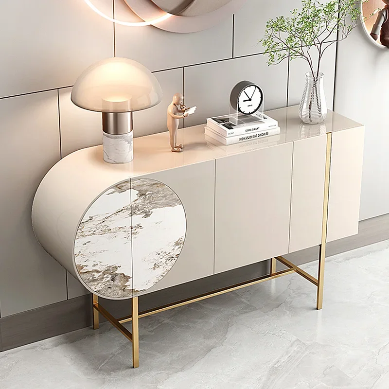 

Simple Villa Sideboard Cabinet Modern Stone Plate Side Cabinet Paint Curio Cabinet