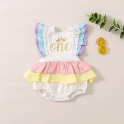 Newborn Baby Girl Summer Style Letter Skirt Tie Cute Bag Fart Triangle Jumpsuit