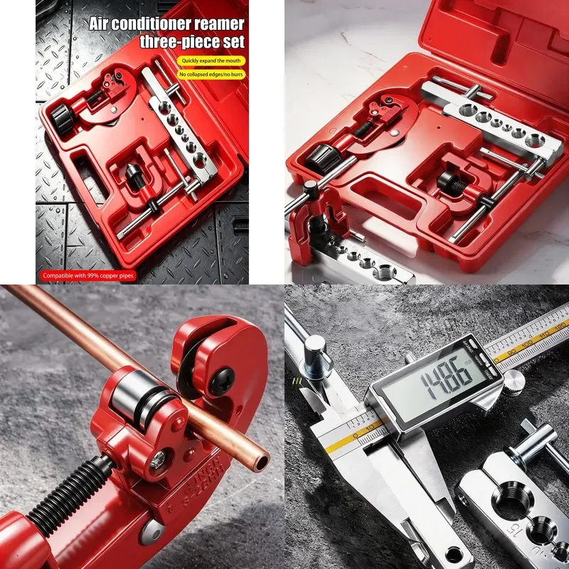For 3Pcs Tube Flaring Tool Set Copper Pipe Expander Universal Motorcycle Auto AC Fridge Repair Hand Tools Kit