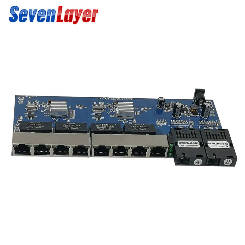 Reverse POE Switch 2F8E Gigabit Fast Ethernet switch Converter Ethernet Fiber Optical Media Converter PCBA  12VIN 12VOUT