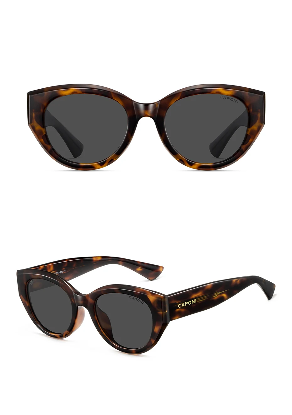 CAPONI Polarisierte Damen-Sonnenbrille mit Katzenaugen-Design, EMS-TR, Outdoor-Mode, Vintage-Design, Marken-Sonnenbrille, UV400, schwarzer Farbton, CP36029 – Detail 18