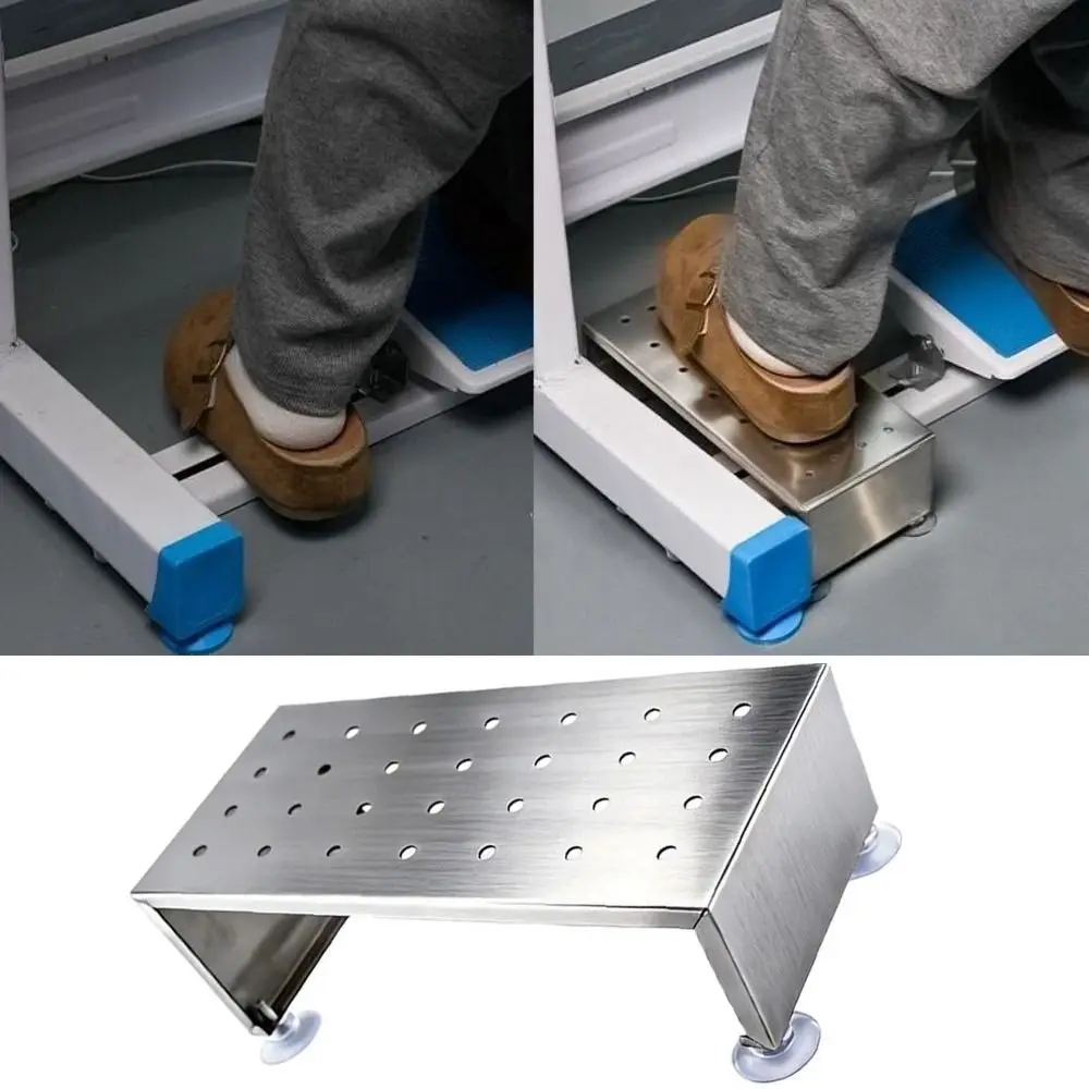 Brushed Finish Sewing Machine Foot Stool Non Slip Polished Stainless Steel Foot Rest Holder Ergonomic Design Height Adjustable