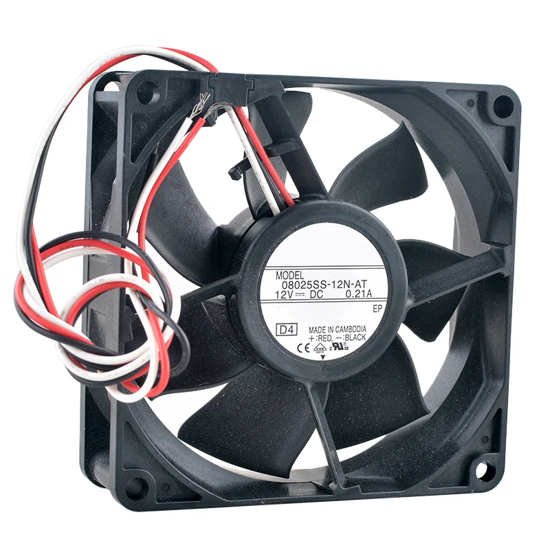 08025SS-12N-AT 8 سنتيمتر 80 مللي متر مروحة 80x80x25 مللي متر DC12V 0.21A 3-pin مروحة التدفق المحوري مروحة التبريد للتبديل إمدادات الطاقة