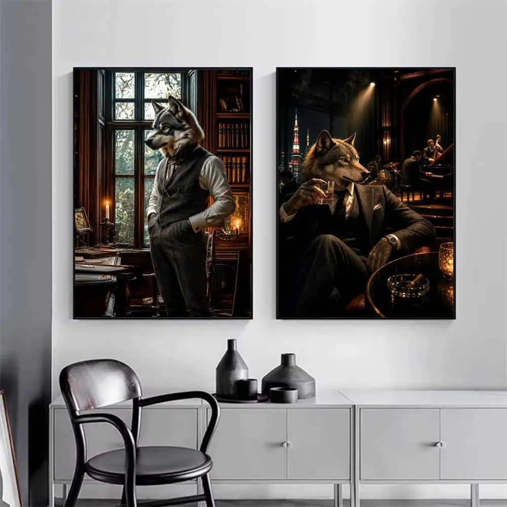 Wolf Luxury Suit Portraits Poster Modern Minimalist Wall Art Prints for Bedroom Living Room Room Decor Aesthetic Gift - view 4