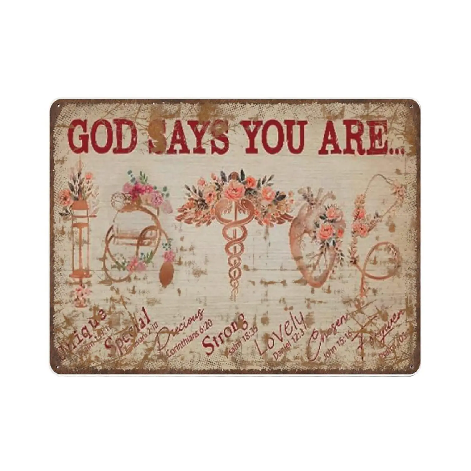 Vintage Thick Nurses Tin Sign-God Says You are Unique Nurse Poster，Proud Nurse Wall Art，Funny Signs for Living Room/Home/Hospita