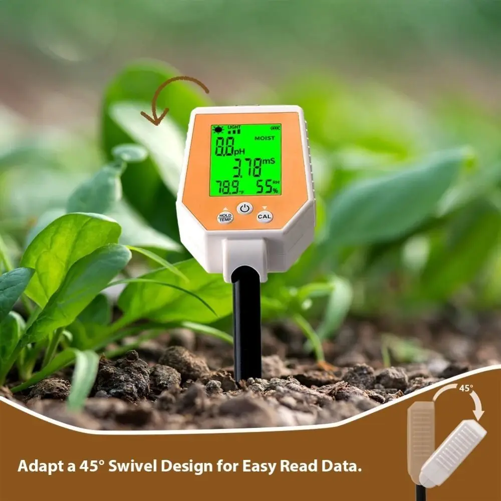 Multi-Function 6 in 1 Soil Tester 0-14pH Quickly Measure Soil pH Tester High Accuracy High Precision pH Analyzer Garden