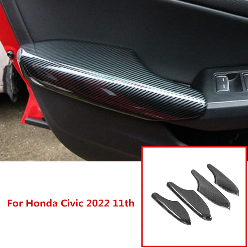 

For Honda Civic 11th Gen 2022 Car Door Armrest Panel Cover Trim Door Handle Bowl Frame Cover Trim ABS Carbon Fiber Car Styling