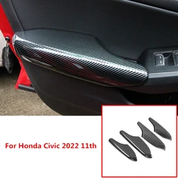 For Honda Civic 11th Gen 2022 Car Door Armrest Panel Cover Trim Door Handle Bowl Frame Cover Trim ABS Carbon Fiber Car Styling
