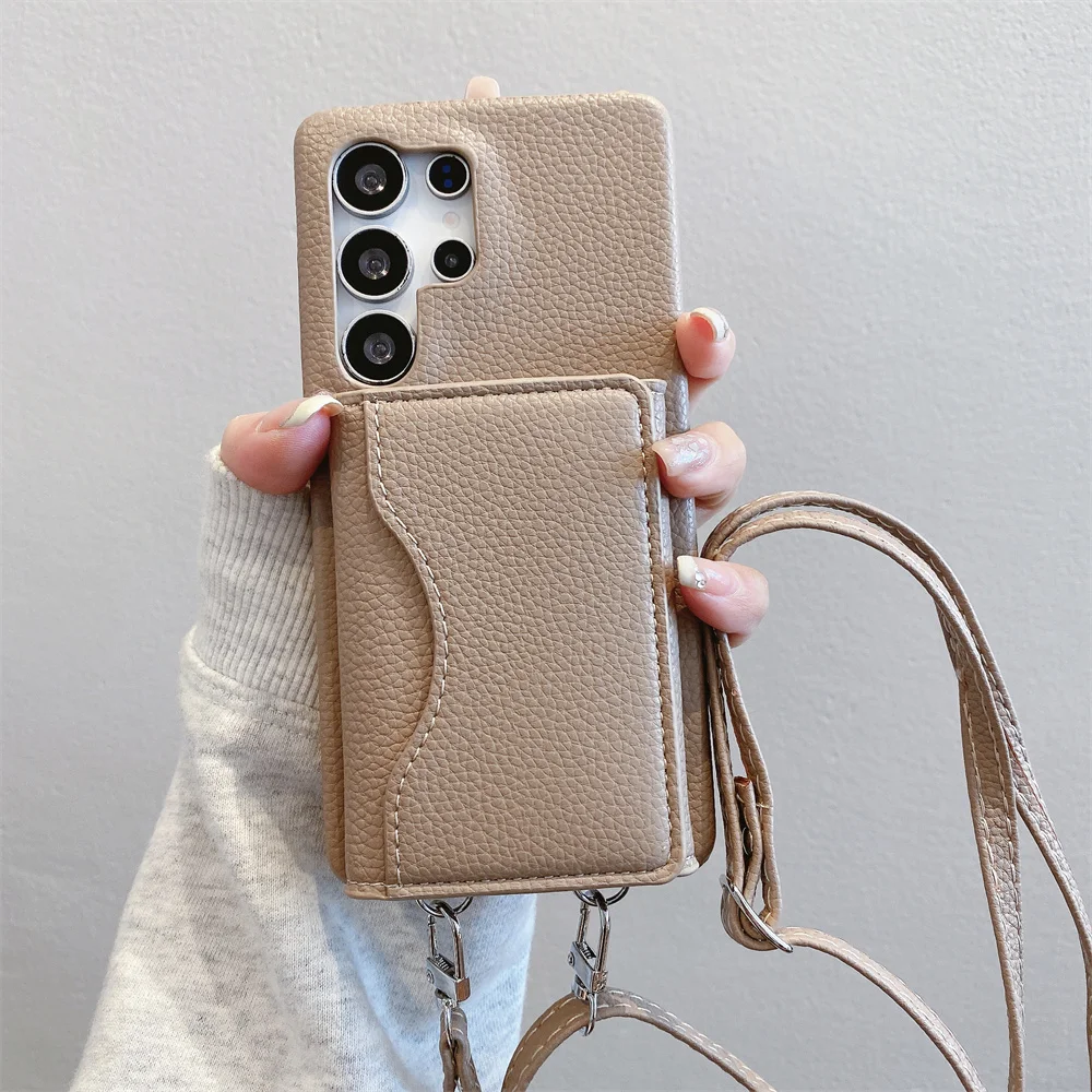 

Leather Phone Case for Samsung Galaxy S24 S23 S21 FE S25 Ultra S23 Plus A34 A54 A35 A55 A15 Crossbody Wallet Card Holder Slot