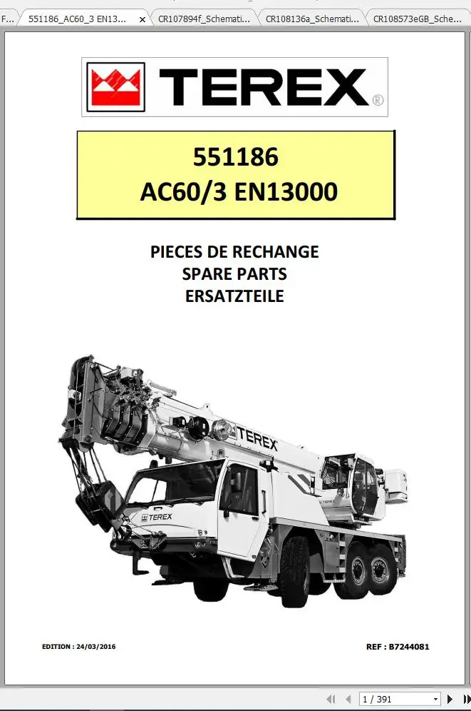 

SpecDiag Terex Demag Руководство по технике мобильного и гусеничного крана, руководство по оператору и обслуживанию, руководство по обслуживанию DVD