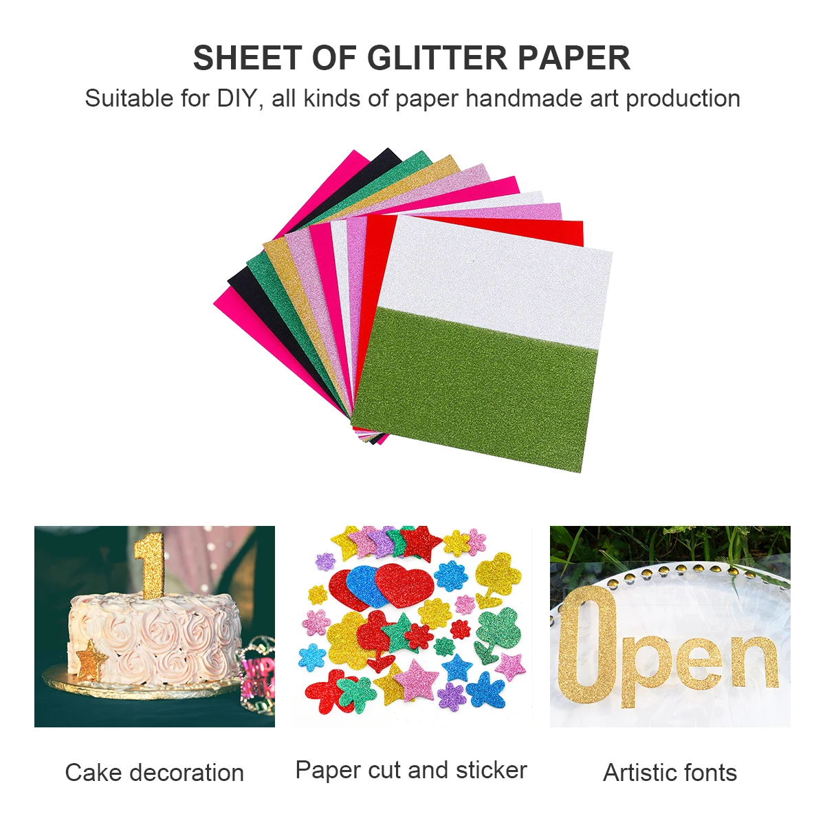 

100 Sheets Glitter Paper 10 Colors Eco Friendly Smooth Durable DIY Craft Material Handmade Production Wrapping