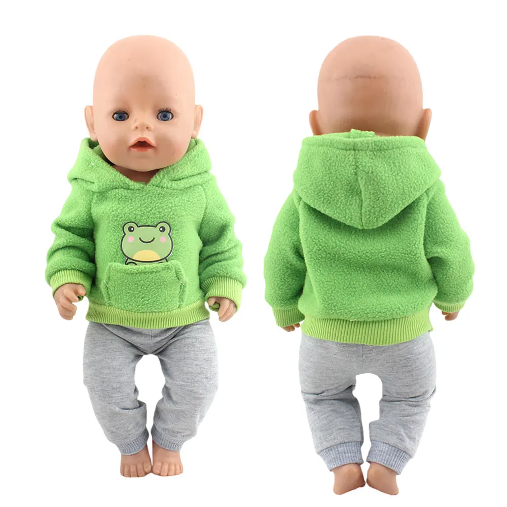 ชุดตุ๊กตาลายกบสีเขียวใหม่ สำหรับตุ๊กตาขนาด 18 นิ้ว 40-43 ซม. อุปกรณ์เสริมสำหรับตุ๊กตาเด็ก ของขวัญวันเกิดและเทศกาลต่างๆ