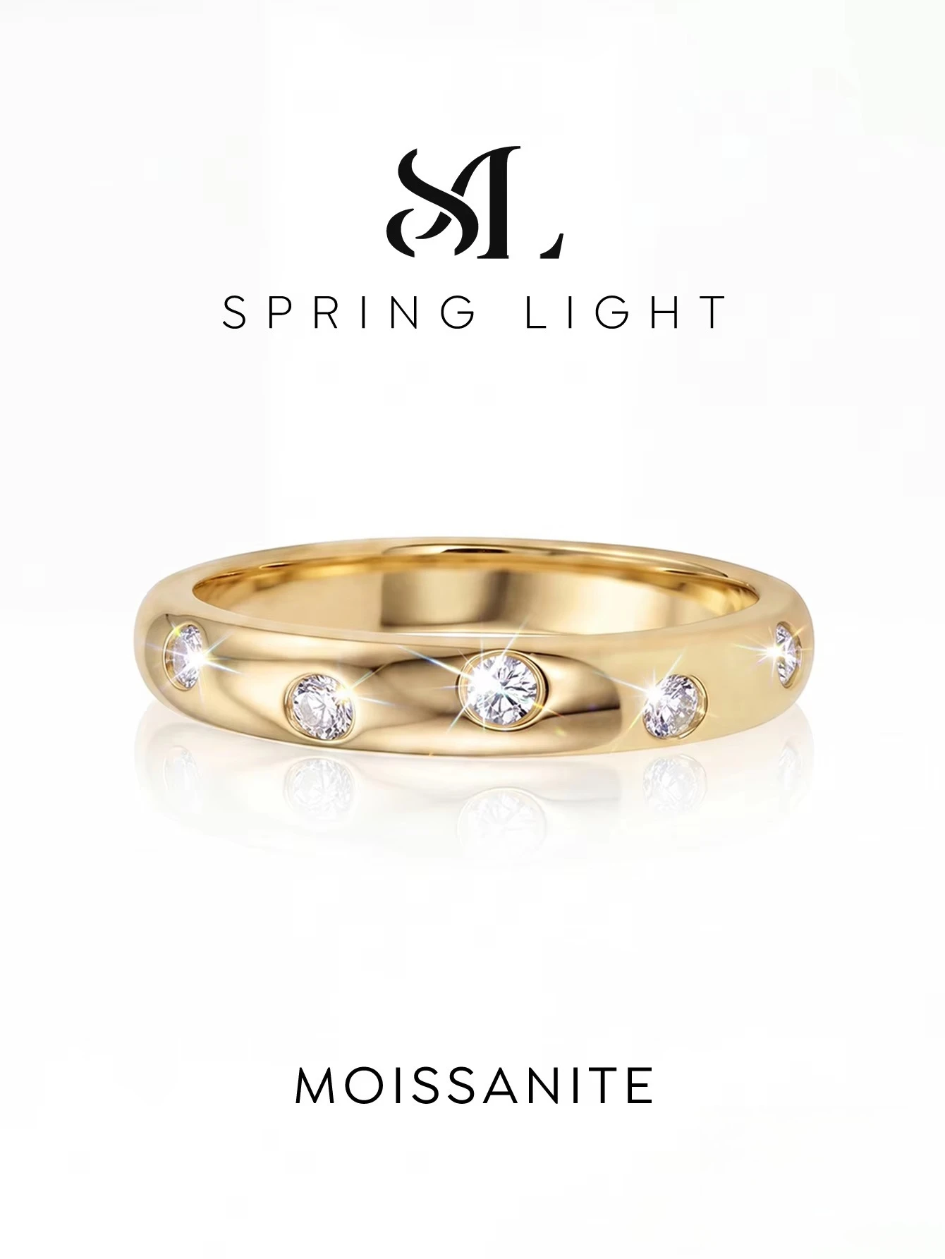 Real 0.03CT Round Moissanite Diamond Wedding Band Rings for Women Daily Party Wear High Quality Jewelry