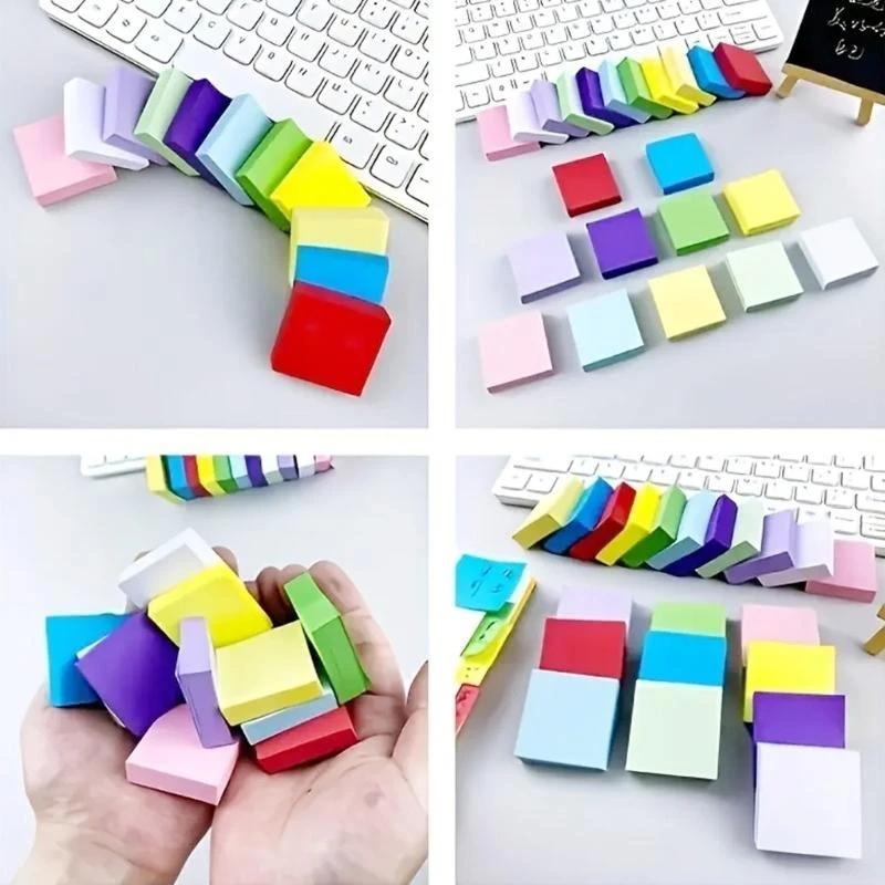 11 Pcs Aesthetic Stickier Note Memos Pad Easy to Write Simple Notepads Colorful Stickier Notes Coloured Index Tabs 896C
