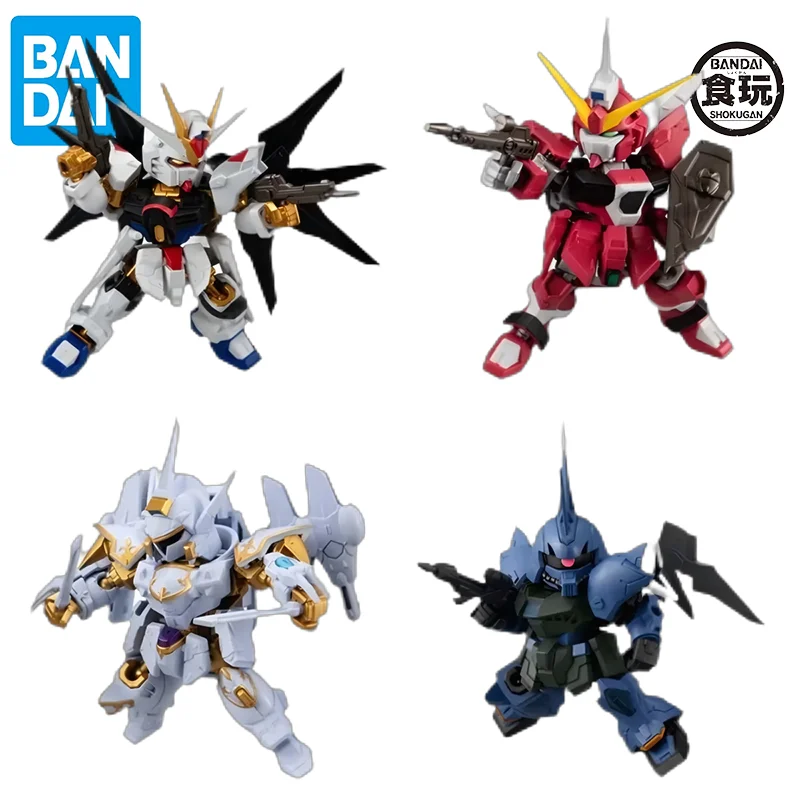 Bandai Original Gundam Shokugan Strike Freedom Justice Gundam Garuda Gelgoog Menace Anime Action Figure Model Toy Gift