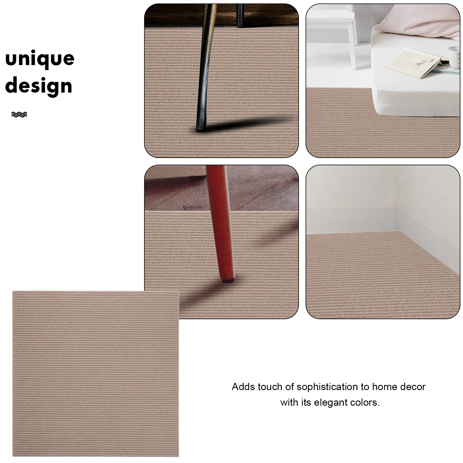 

10Pcs Floating Floor Tiles Self Adhesive Carpet Peel Stick Anti Slip Removable Peel and Stick Floor Tile Decor