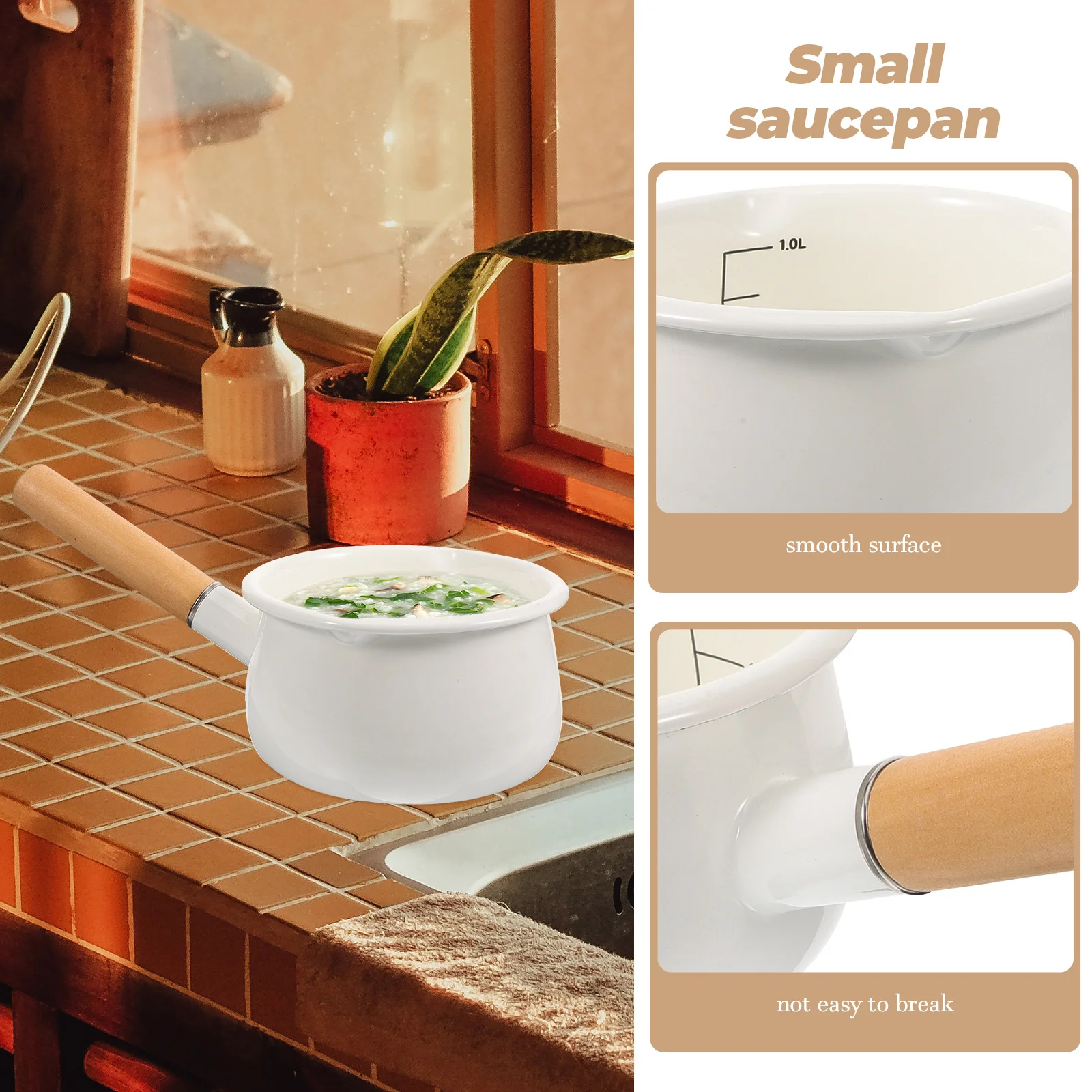 

Non-Stick Enamel Milk Pot Small Size Multi-Function Saucepan for Heating Milk Soup Sauces Kitchen Cooking Pot Saucepan