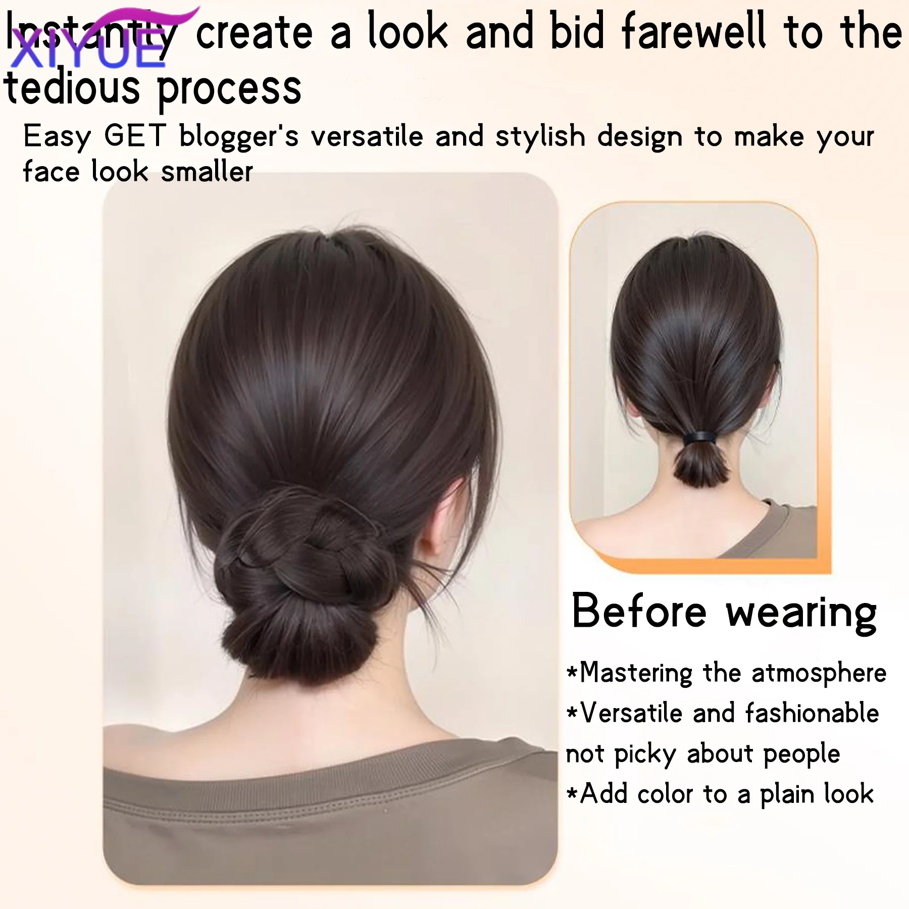 تصفيفة الشعر الاصطناعية مع مشبك مخلب وصلات شعر ذيل الحصان مع رأس توجيه أنيق وطبيعي للنساء #2