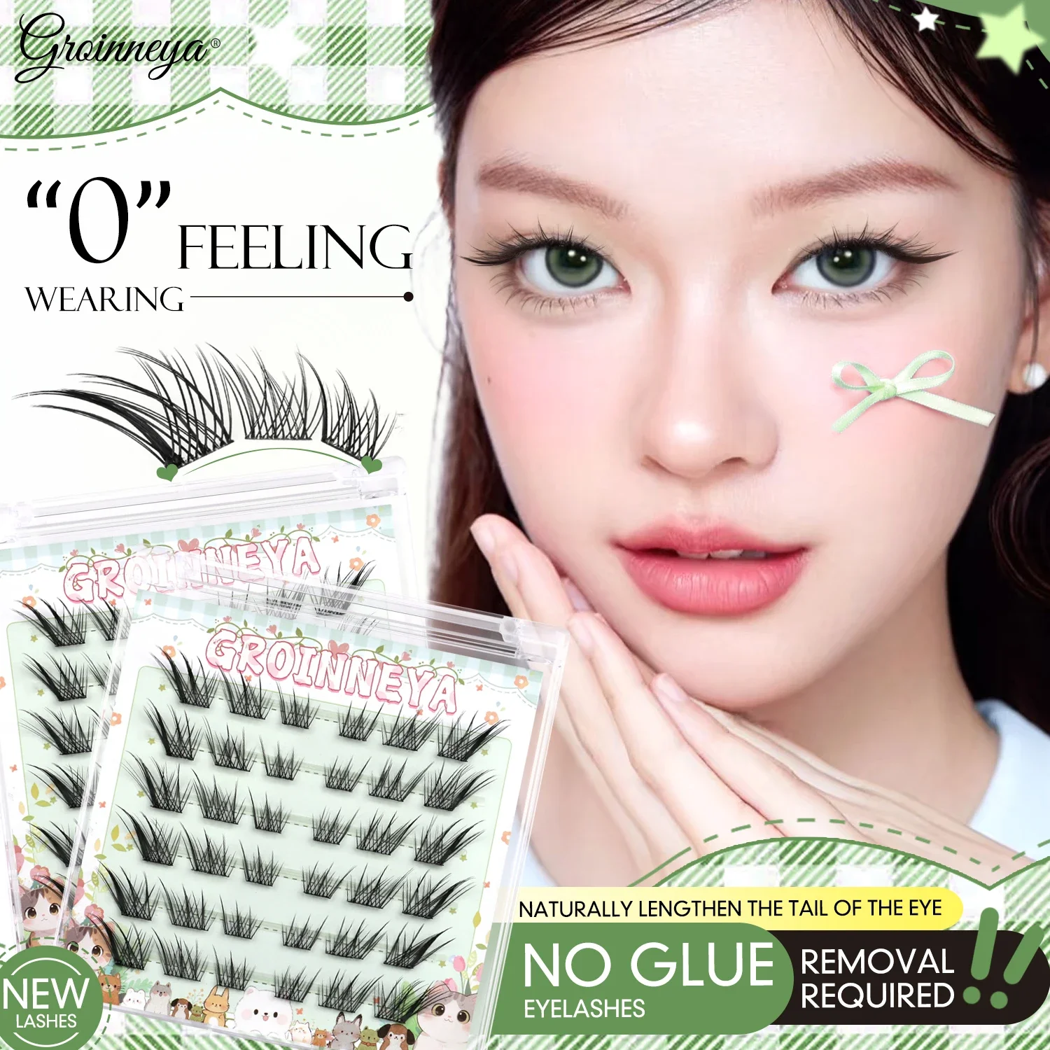GROINNEYA جلدة مجموعات ذاتية اللصق Wispy لا حاجة للغراء نظرة طبيعية مجموعات مانغا جلدة لتقوم بها بنفسك جلدة ماكياج