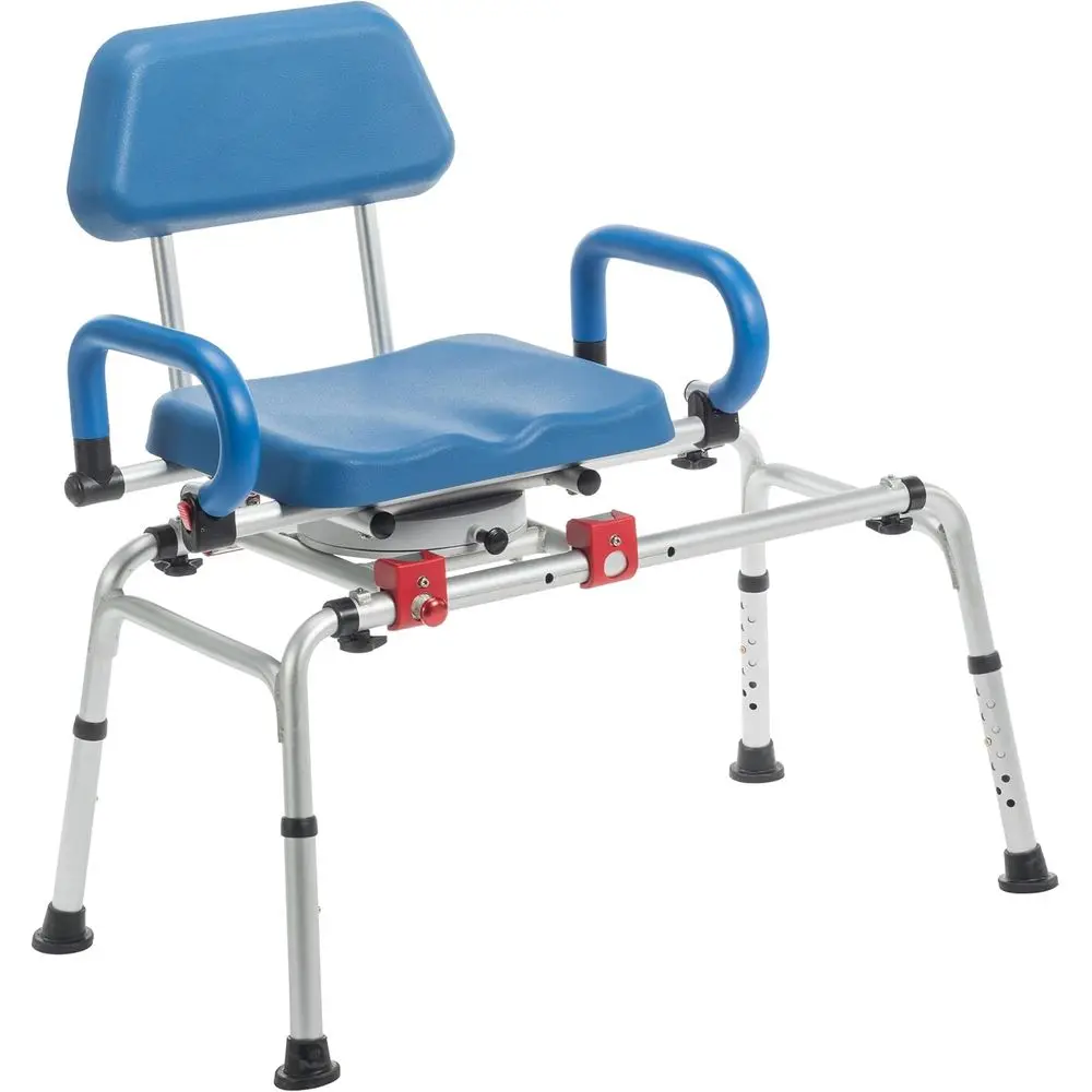 

Padded Transfer Tub Bench - Shower and Bath Seat with Arms for Adults and Seniors