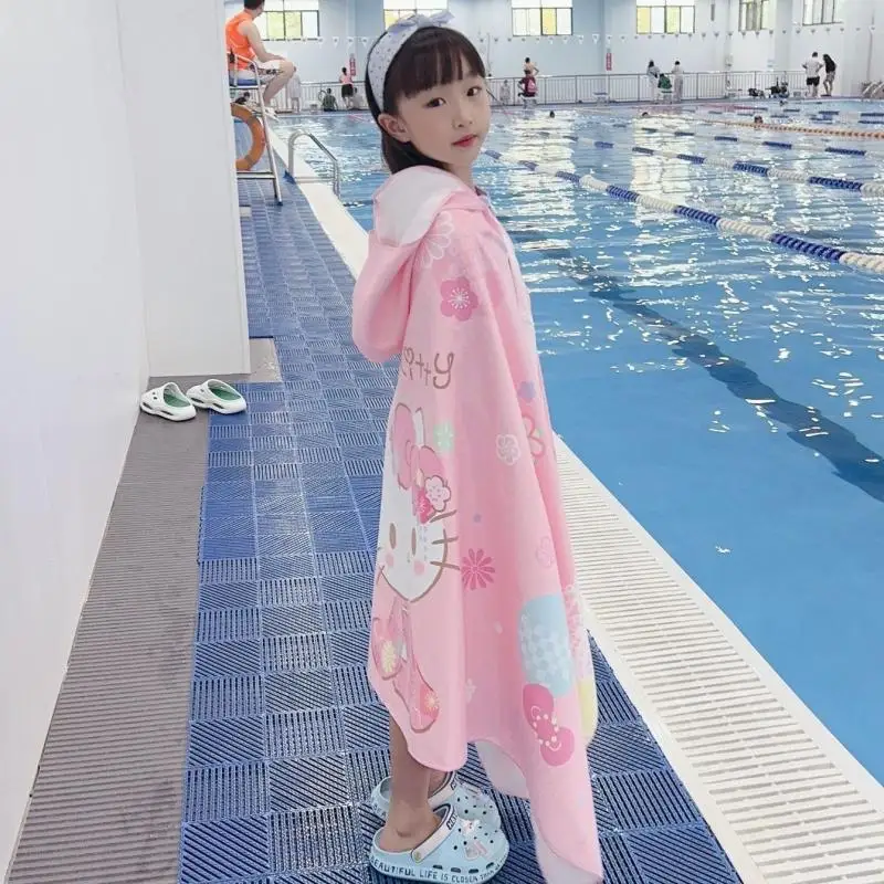 

Sanrio Series Children Cloak Cartoon Bath Towel Hello Kitty New Absorbing Quick Drying Swimming Towel Cinnamoroll Cute Bath Robe