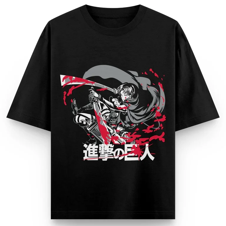 Koszulka z nadrukiem anime Atak Tytanów, oversize, bawełniana, męska i damska, Harajuku, codzienna, letnia, odprowadzająca pot, streetwear