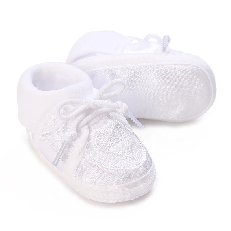 Baby Baptism Shoes 0-3 Months Comfortable Breathable Bed Shoes Soft Sole Baby Princess Shoes Girl White First Step