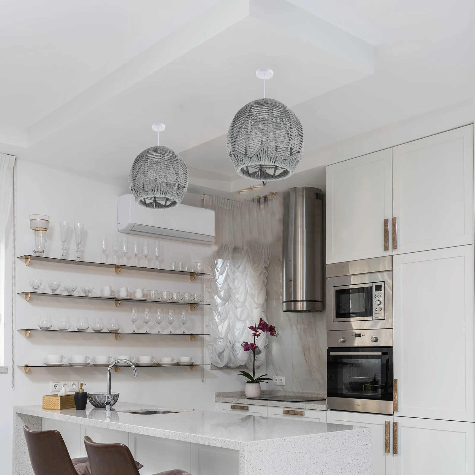 라탄으로 짠 램프 갓 수제 샹들리에 커버 레스토랑 호텔 핫팟 장식용