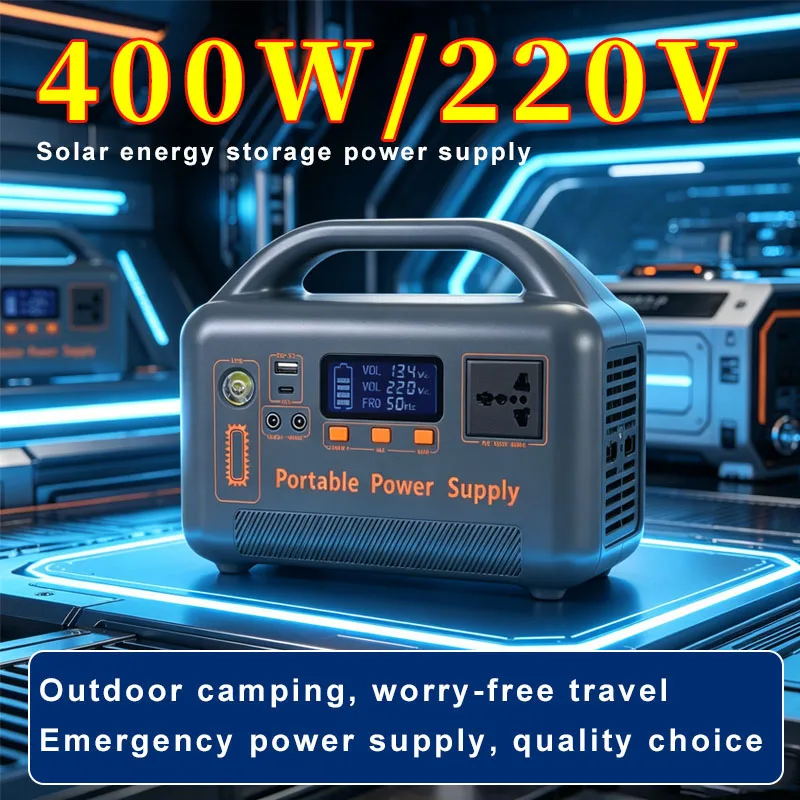 High Power 400W 220V New Solar Charging Emergency Lighting Energy Storage Power Supply Mobile Portable Outdoor Power Supply