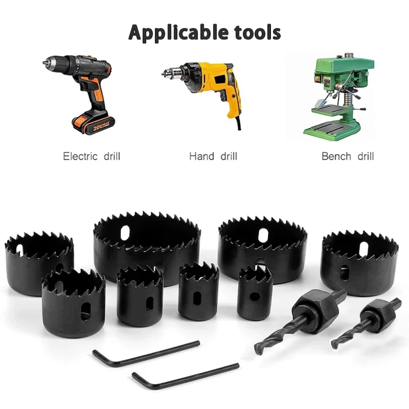 11pcs/set Hole Saw Cutting Set Kit Tools 19-64mm Wood Metal Alloys Circular Round with Case