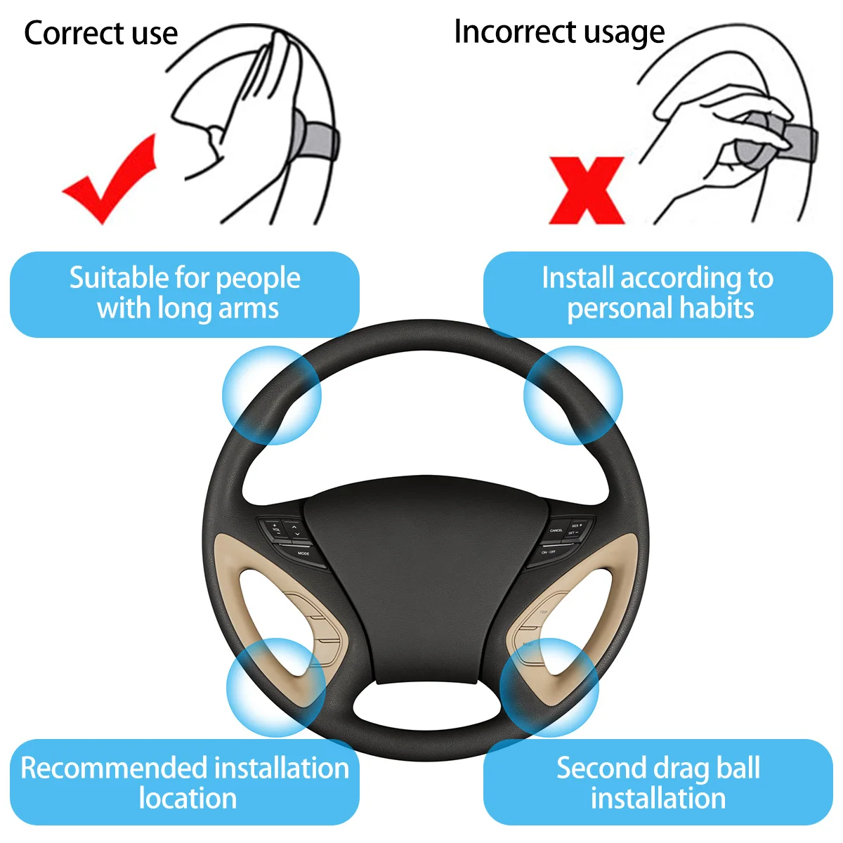 Perilla giratoria para volante de coche, refuerzo de volante giratorio de 360 grados, soporte de Metal, Control manual auxiliar para coches y