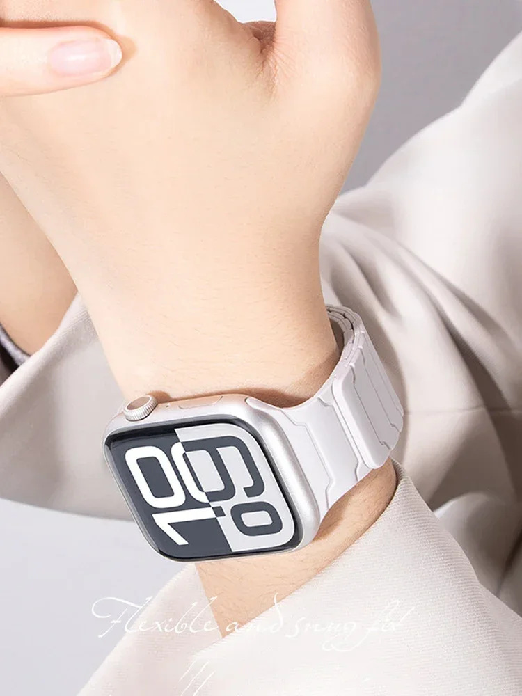 Silikonarmband für Apple Watch Ultra 4 3 2 49mm 12 11 10 46mm 42mm 9 8 7 45/41mm Magnetisches Armband iWatch 6 5 4 SE 44/40mm – Detail 3