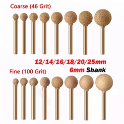 1Pcs 12/14/16/18/20/25mm Ball Brazing Diamond Burr Grinding Polish Bit For Dremel Grinding Burr Engraving 6mm Shank