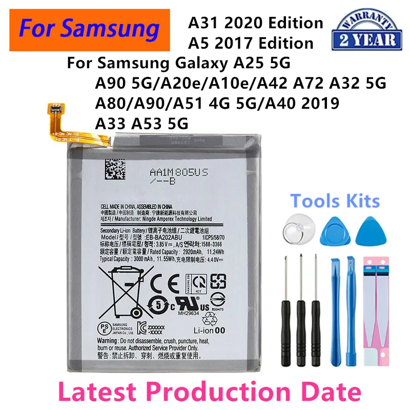 Brand New Battery For Samsung Galaxy A25 A32 A90 5G A20e A10e A5 2017 Edition A80 A31 2020 Edition A51 4G A40 2019 A33 A53 5G