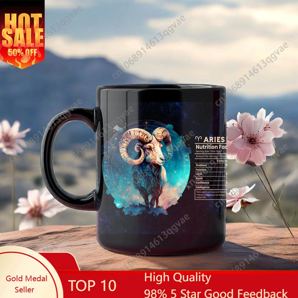 

12 Zodiac Coffee Mug 11oz black ceramic mug friends office tea cup birthday gift