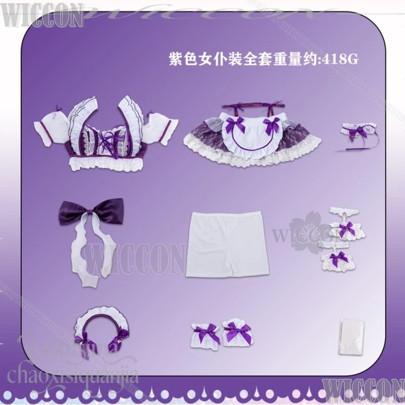 Original Design Y2K Jirai Kei Kawaii ACG Nijigen Japanese Maid Lolita Costume Purple Lace JK Mini Dress Festival Fancy Comic Con