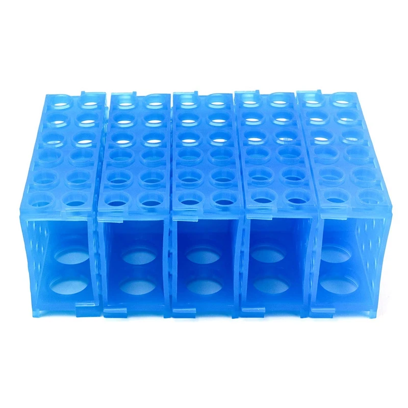 Tube Racks, 5 Pack 4 Way Plastic Polypropylene Test Tube Rack, Blue Color, 0.5Ml / 1.5Ml / 15Ml / 50Ml
