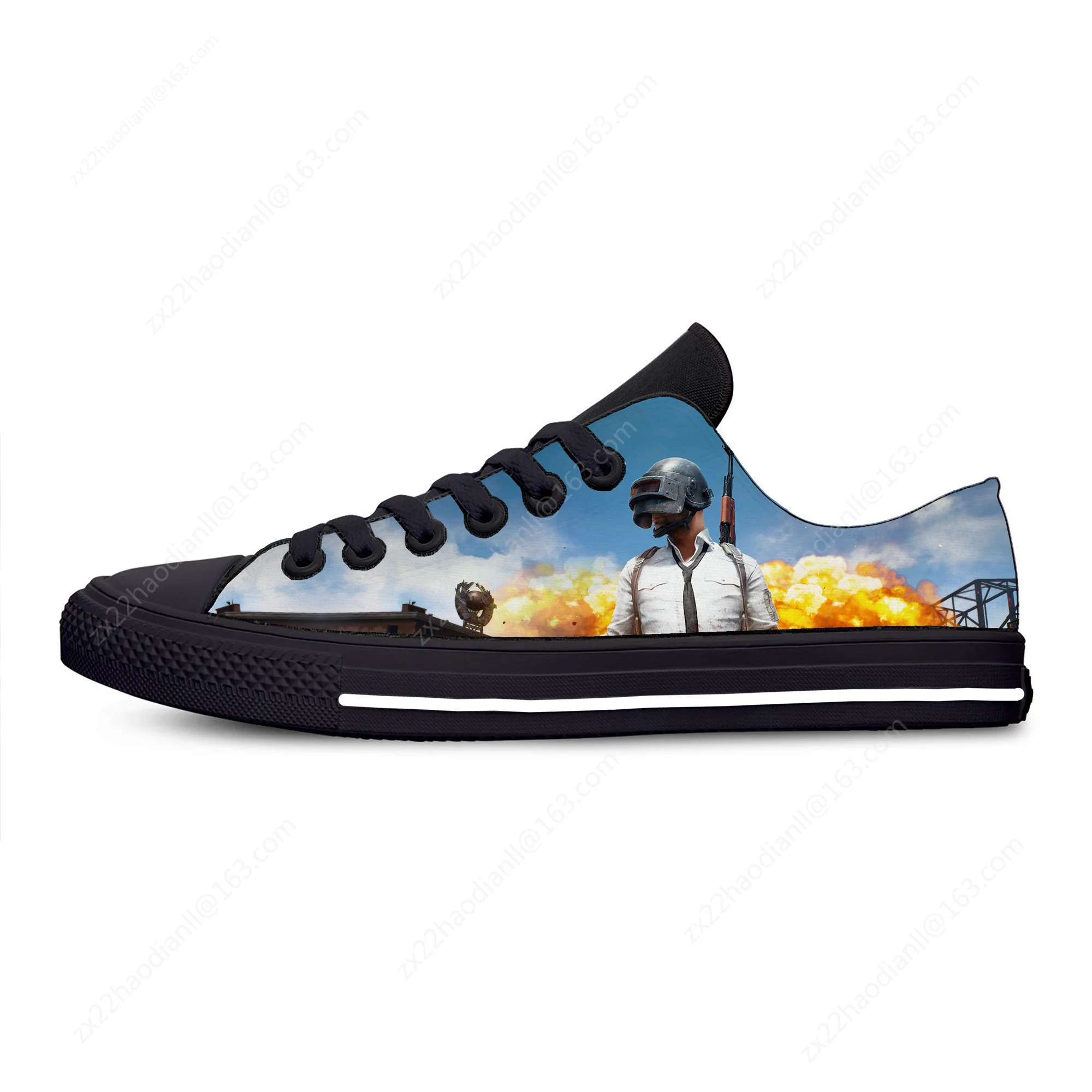PlayerUnknown's Battlegrounds PUBG Game Cartoon Casual Cloth Shoes Low Top Lightweight Breathable 3D Print Men Sneakers