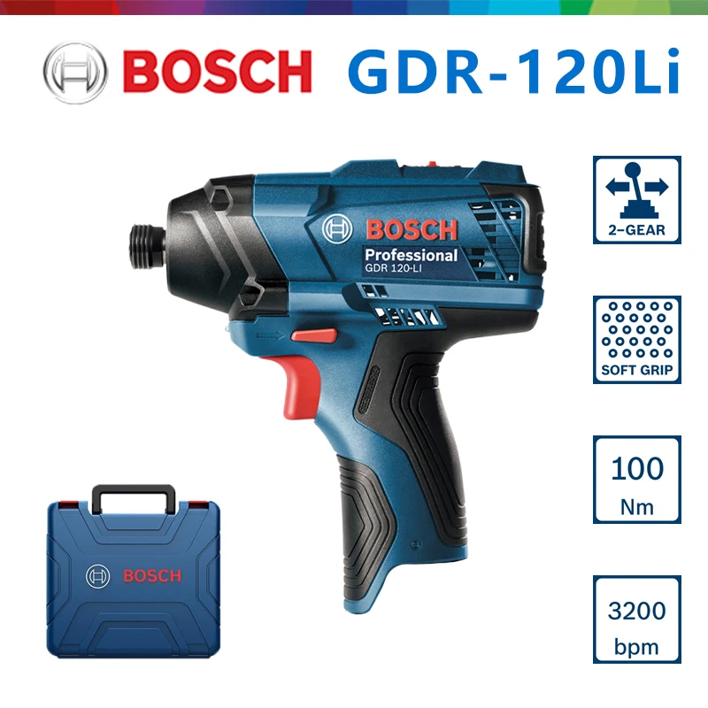 Bosch Original GDR 120Li avvitatore a percussione a batteria ricaricabile 100Nm cacciavite elettrico trapano a percussione utensili elettrici BOSCH