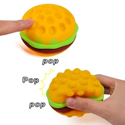 Pop Burger Stress Ball 3D Squishy Hamburger Fidget Toys Silicone Decompression Silicone Squeeze Fidget Ball Fidget Sensory Toy