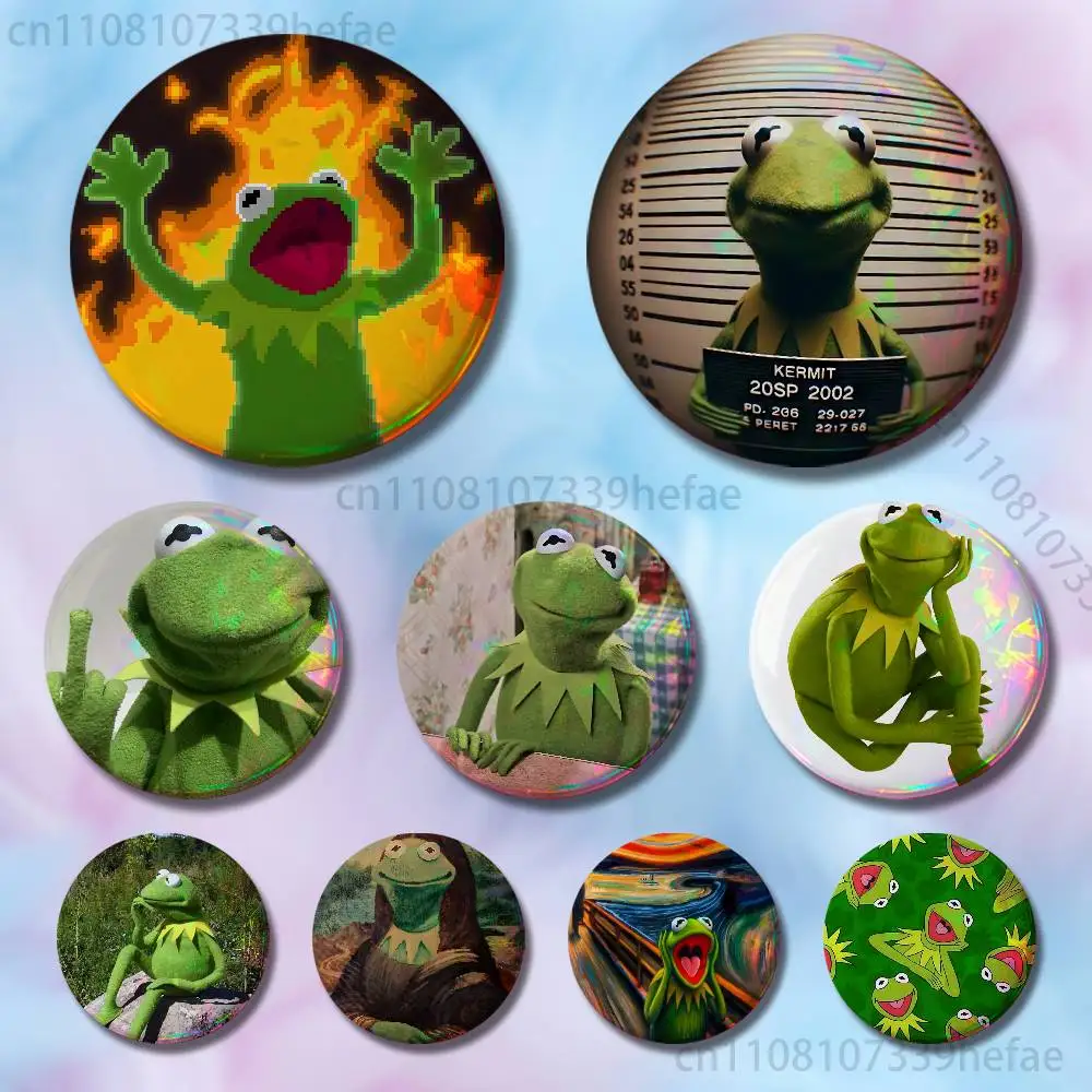 

K-Kermit The Frog Button Lapel Anime Pin Badges Brooch Jewelry Decoration Gift 25mm 32mm 44mm 58mm 75mm